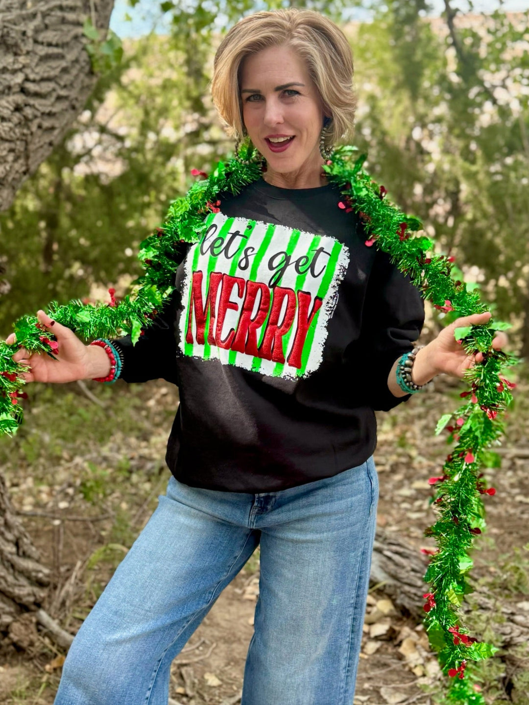 Let's Get Merry Long Sleeve Graphic Tee by Texas True Threads
