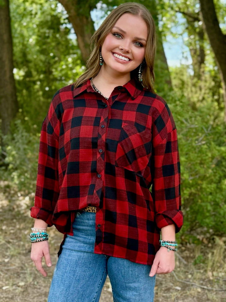 Red and Black Everyday Plaid Flannel by Texas True Threads