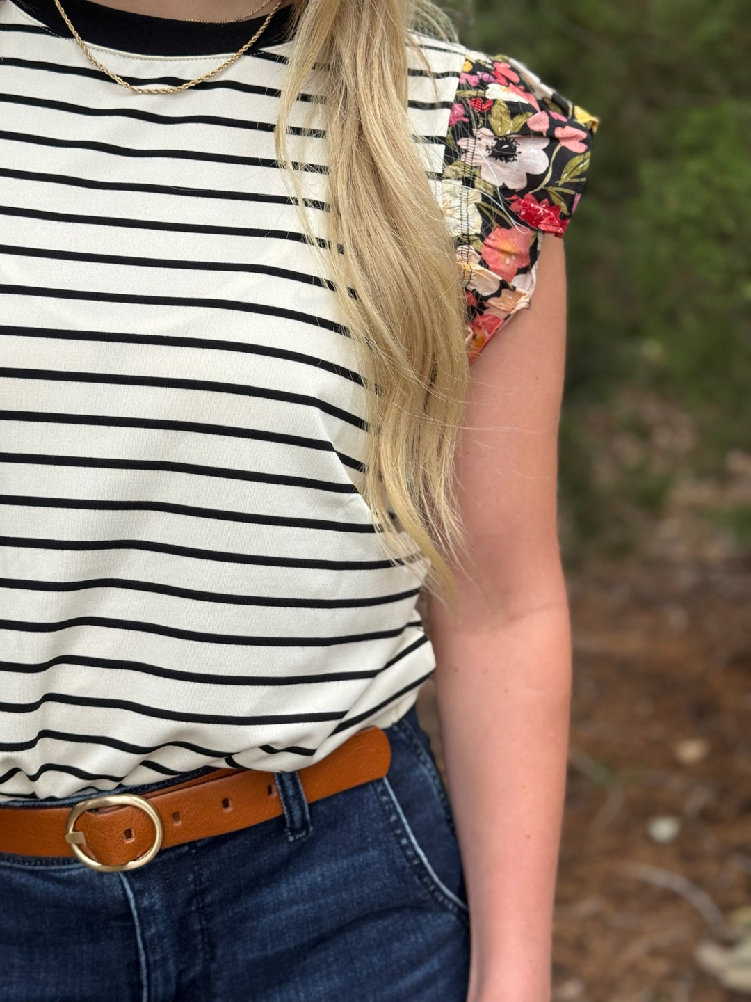 Cohen Black & Cream Striped Top