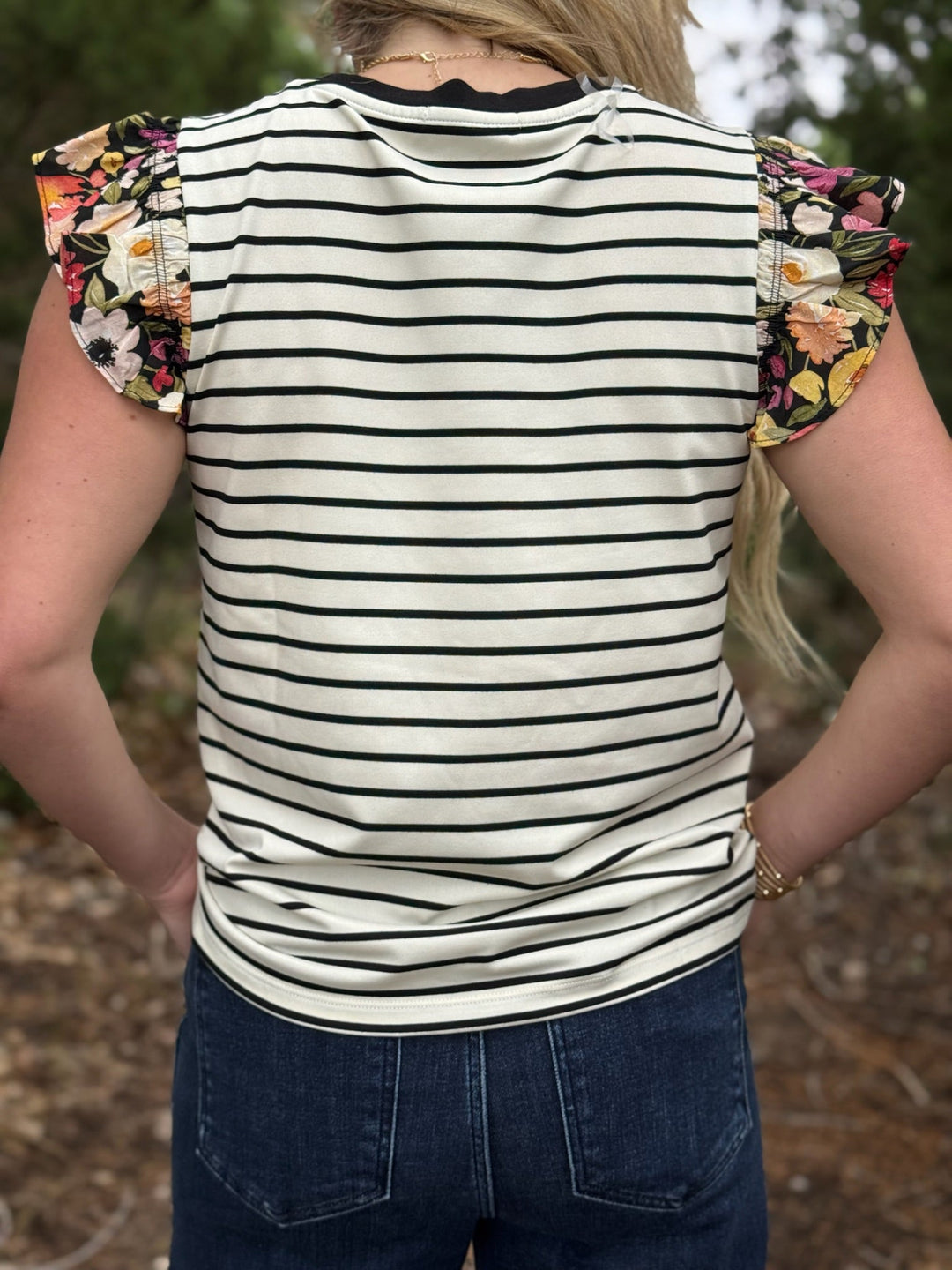 Cohen Black & Cream Striped Top