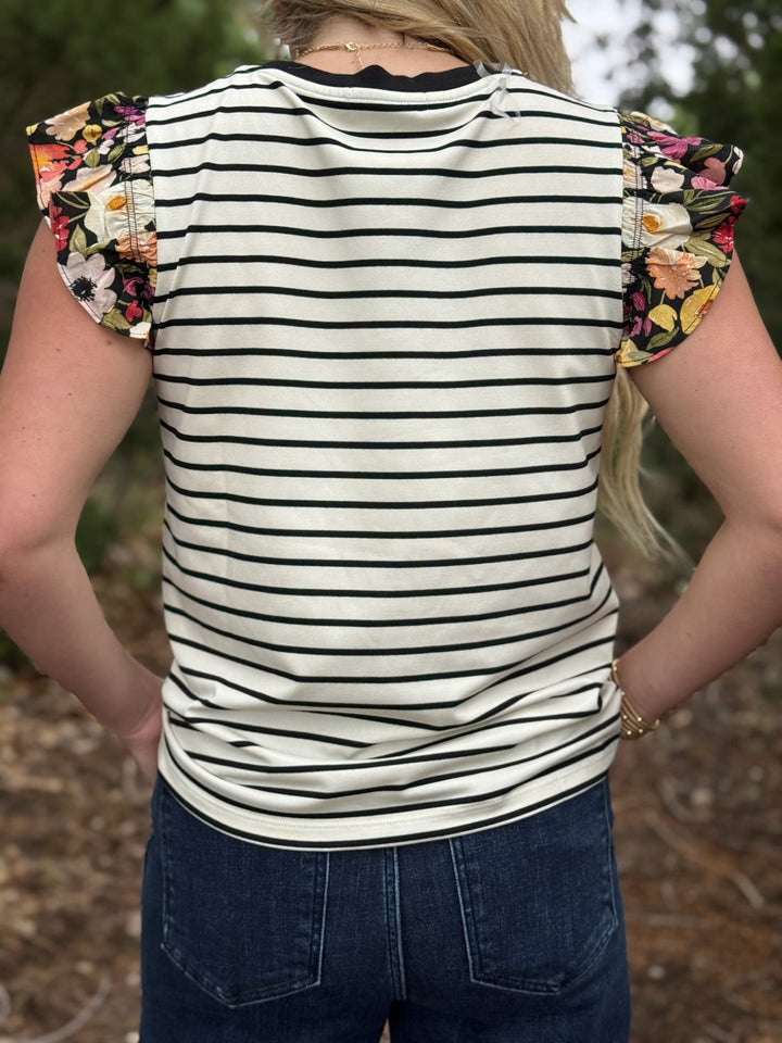 Cohen Black & Cream Striped Top