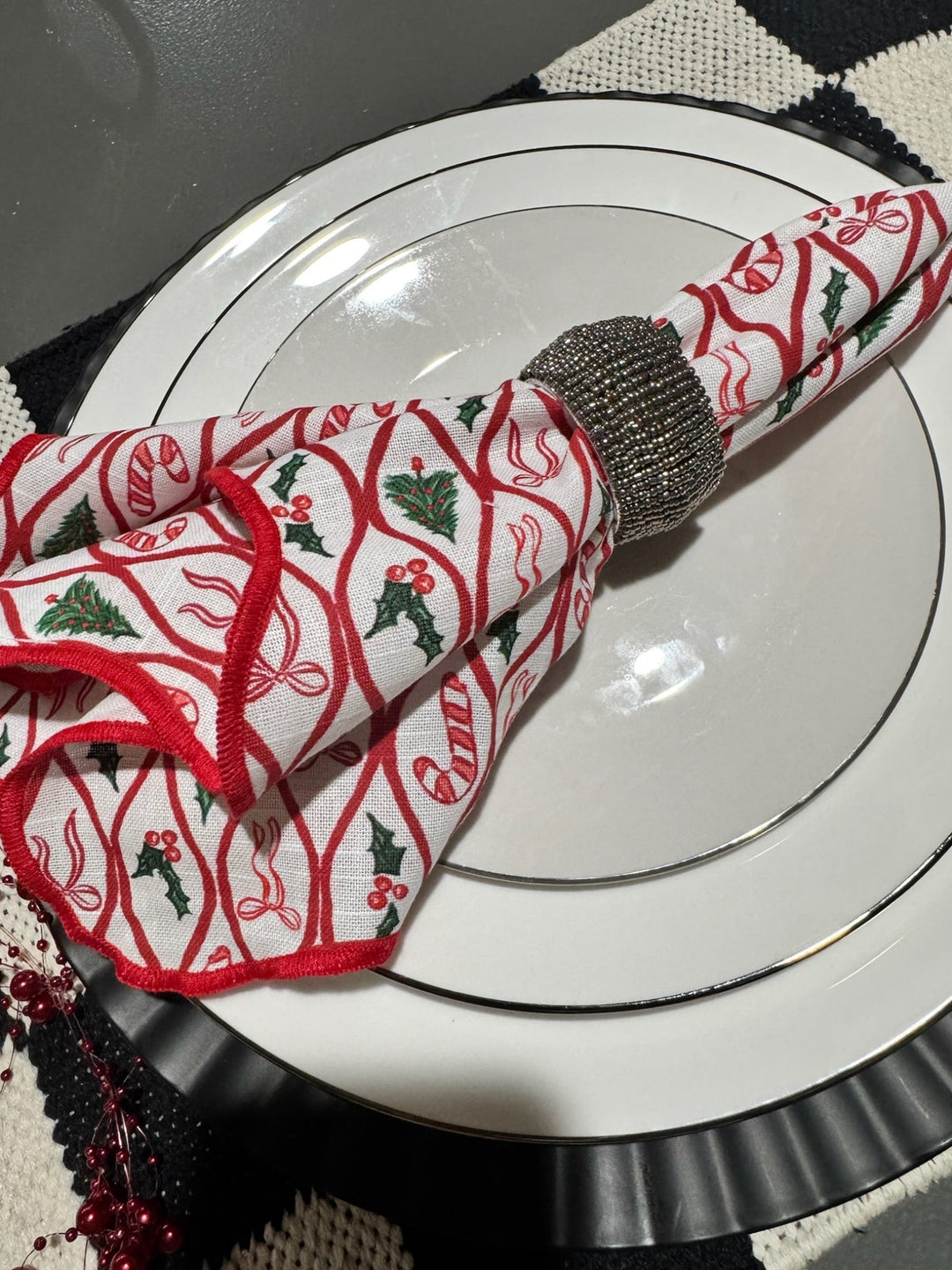 Set of 4 Christmas Pattern Napkins by Mud Pie