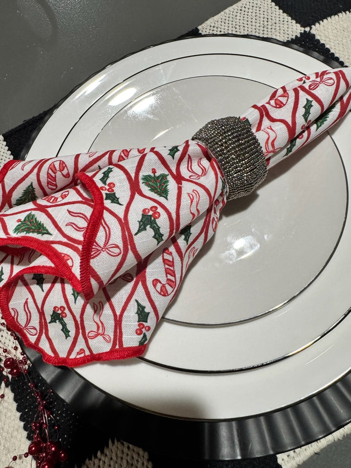 Set of 4 Christmas Pattern Napkins by Mud Pie
