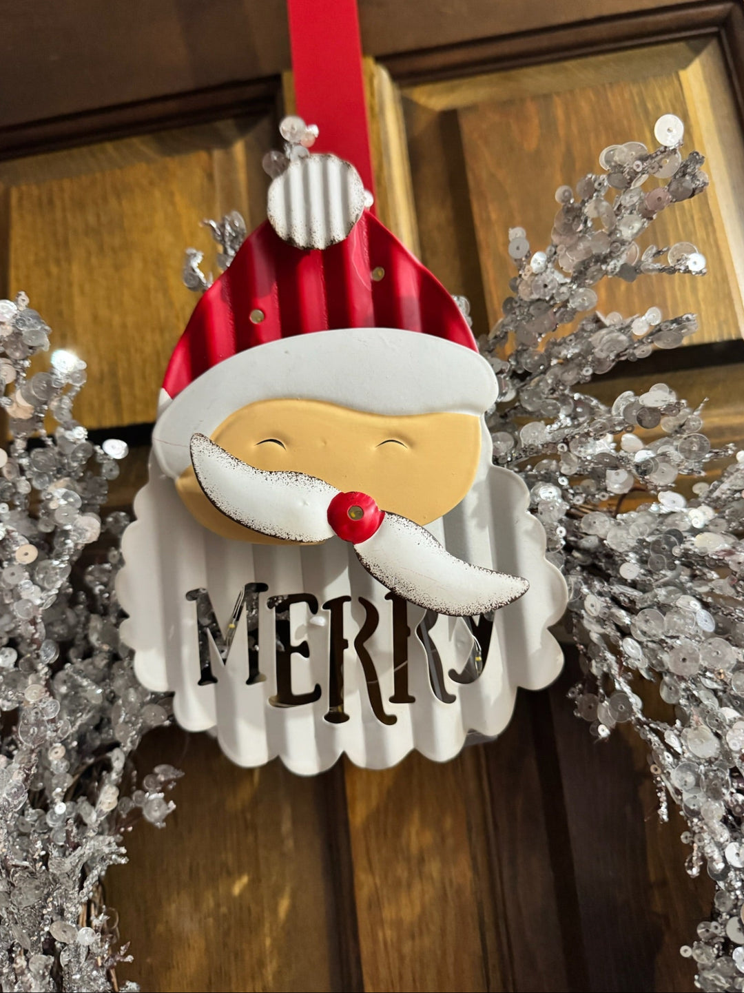 LED Santa Wreath Hanger by Mud Pie
