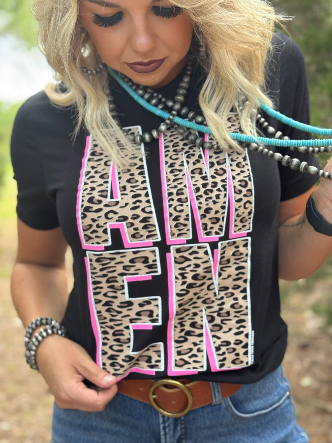 Leopard AMEN Graphic Tee by Texas True Threads
