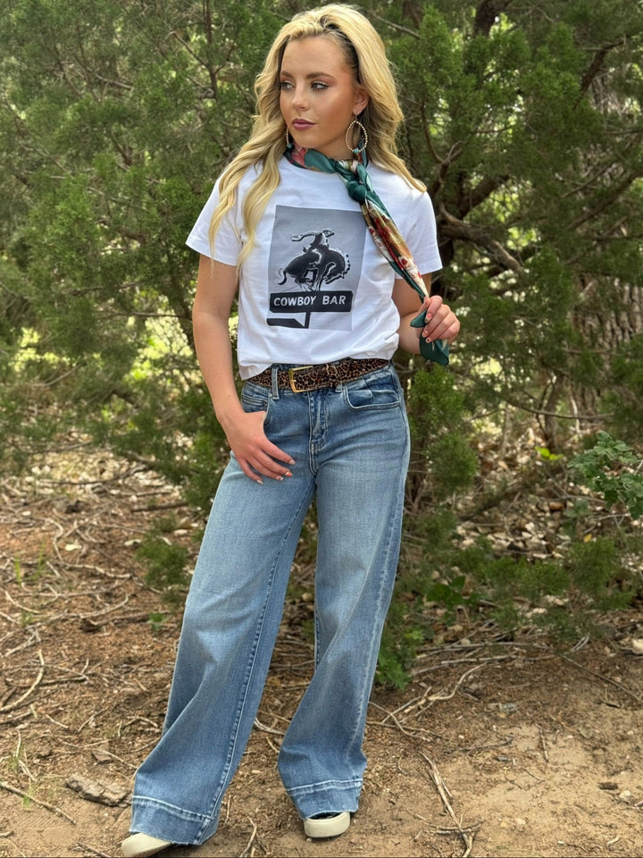 Cowboy Bar White Tee