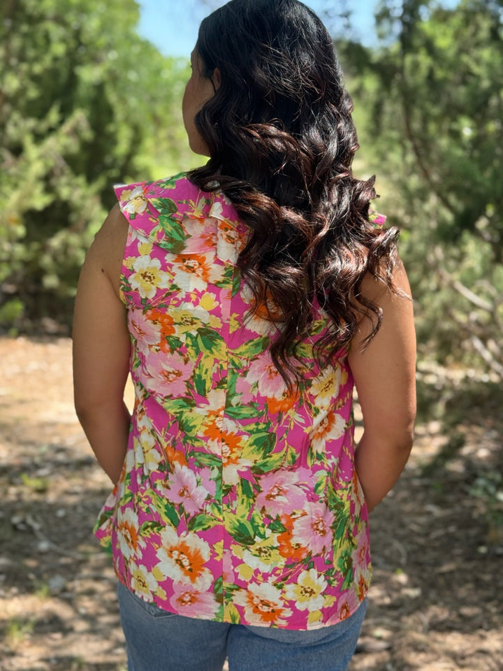 Watercolor Floral Pink Top