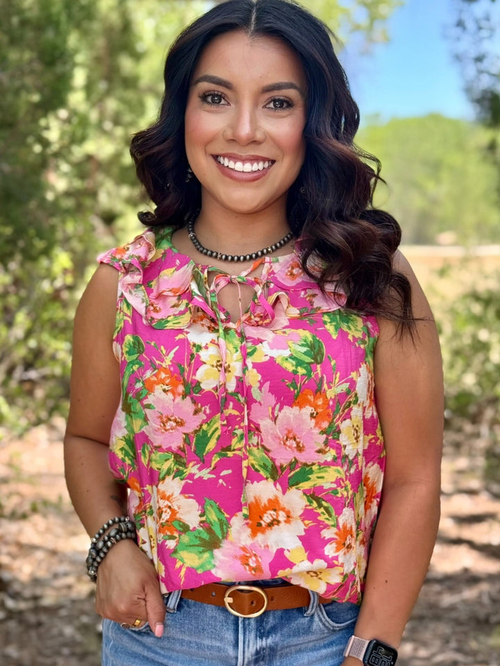 Watercolor Floral Pink Top