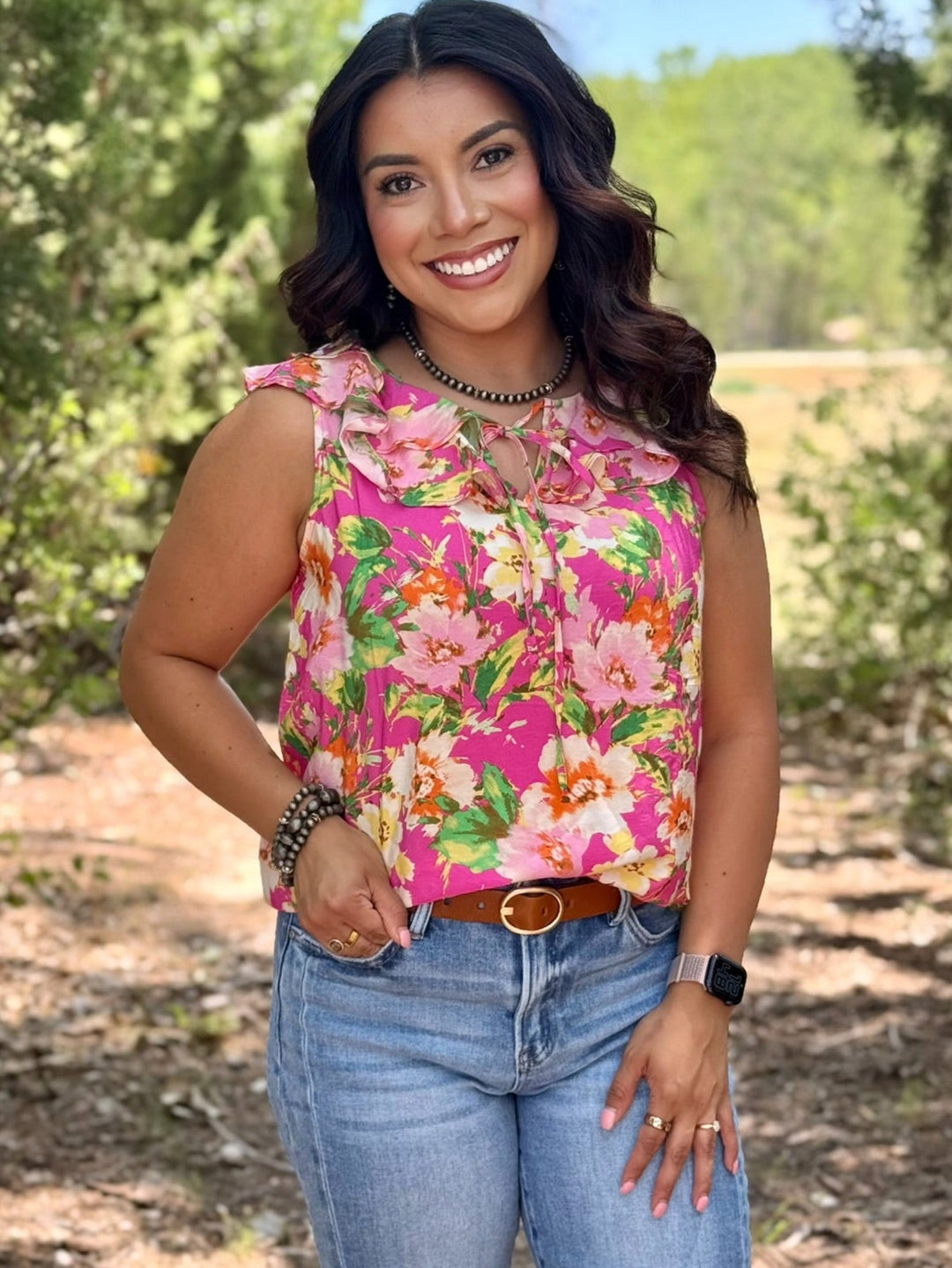 Watercolor Floral Pink Top
