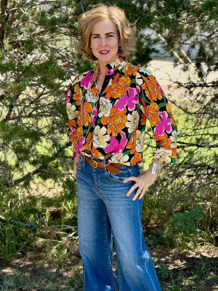 Floral Tropical Button Up Top