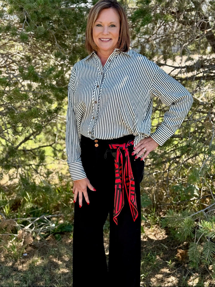 Sandie Black Seer Sucker Top