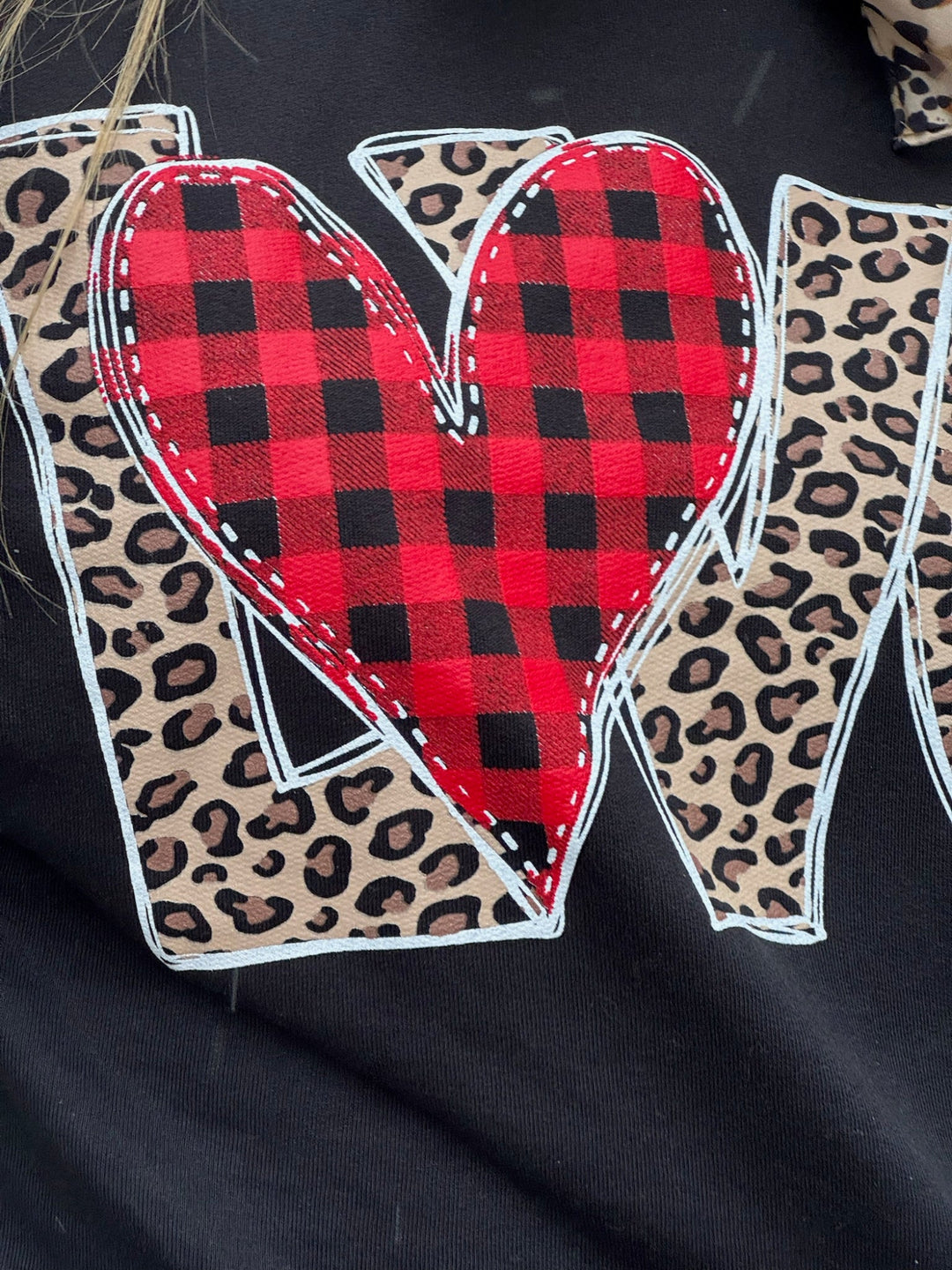 Leopard Love with Plaid Heart Graphic Tee by Texas True Threads