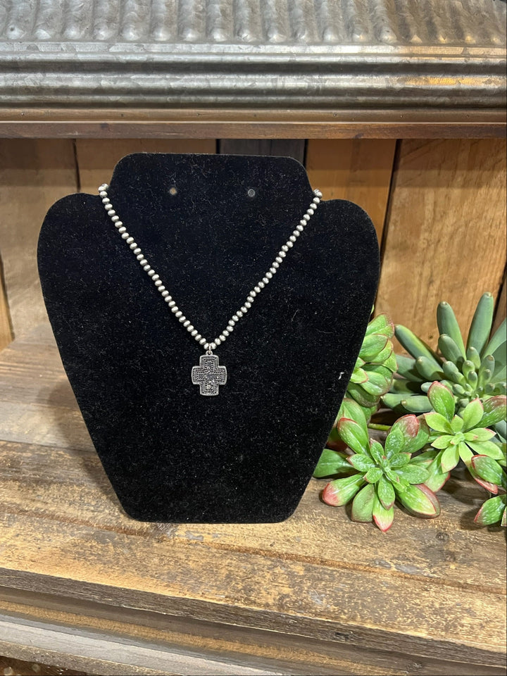 Faux Navajo Bead with Cross Pendant