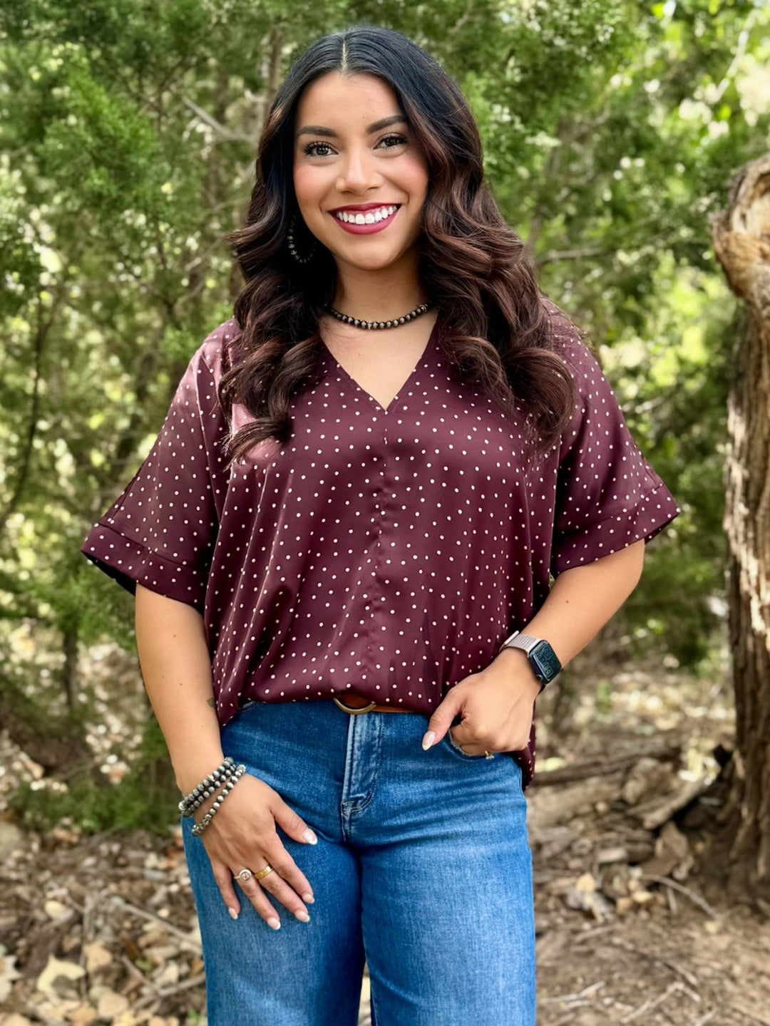 Steff Pink Dot Top