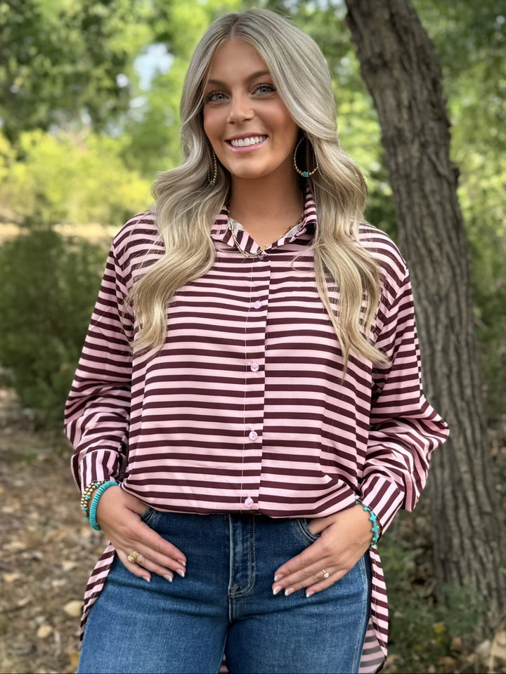 Kendra Pink Stripe Top