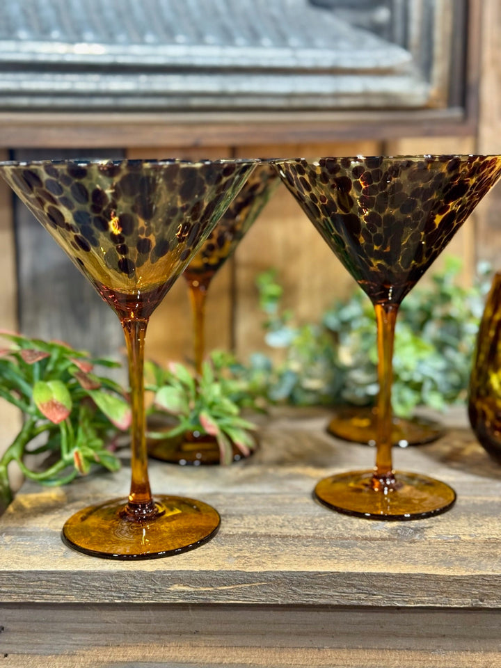 Tortoise Print Martini Glass Set of 4