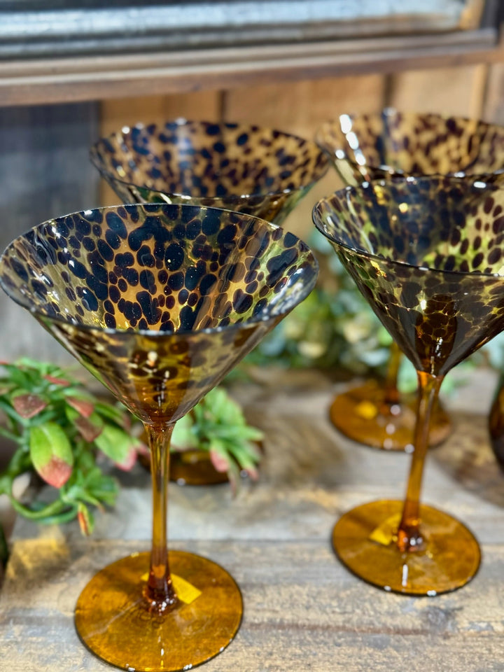 Tortoise Print Martini Glass Set of 4