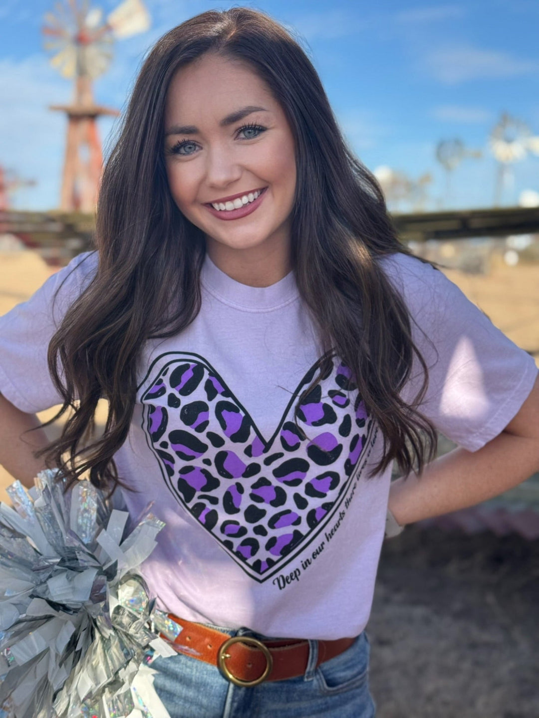 Lavender Leopard Heart Graphic Tee by Texas True Threads