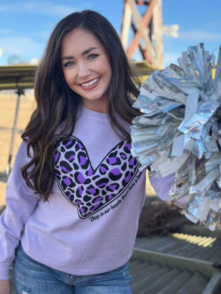 Lavender Leopard Heart Graphic Tee by Texas True Threads