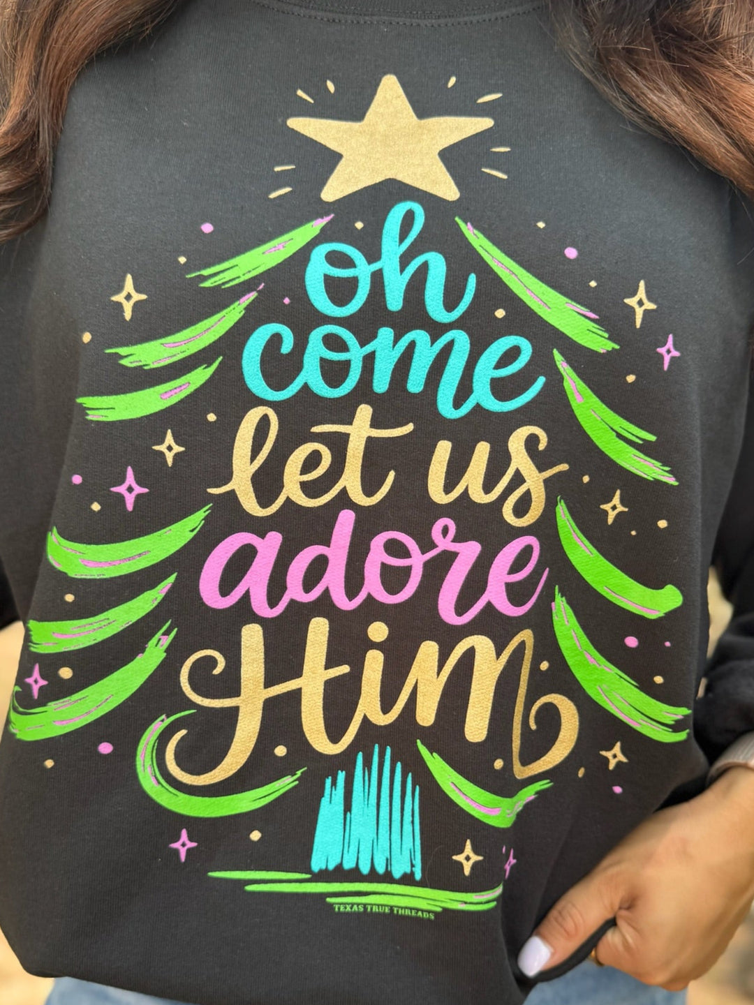 Oh Come Let Us Adore Him Graphic Tee by Texas True Threads