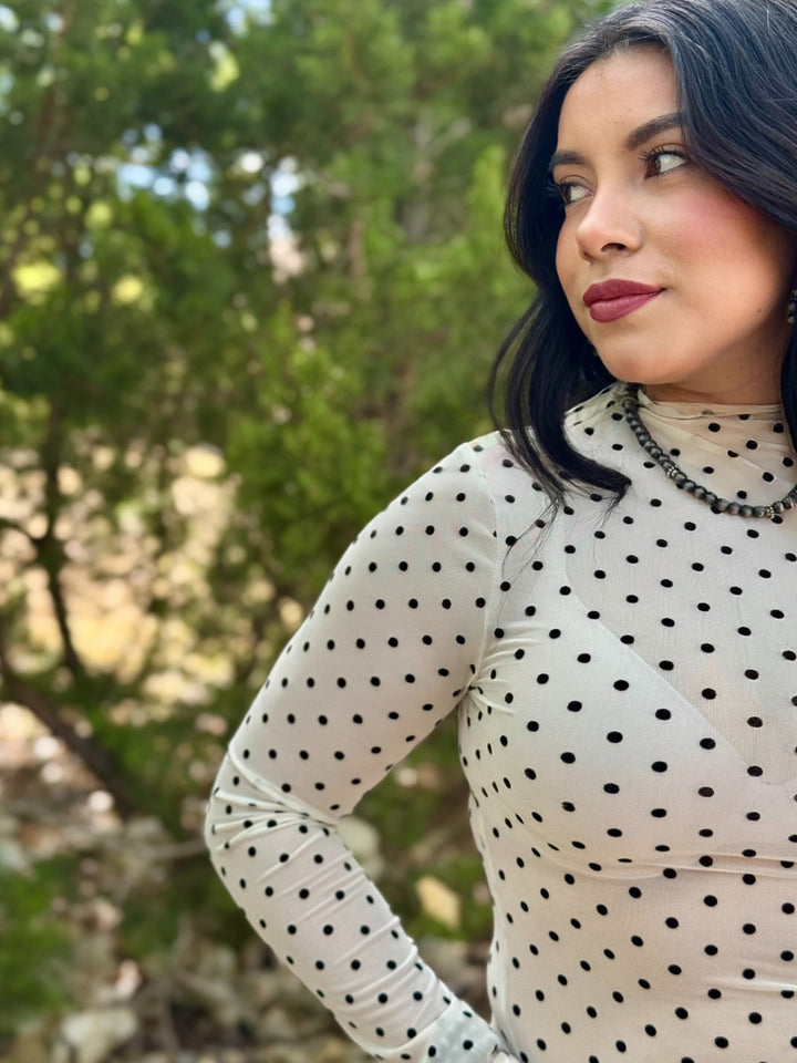 Black Polka Dot Mesh Top