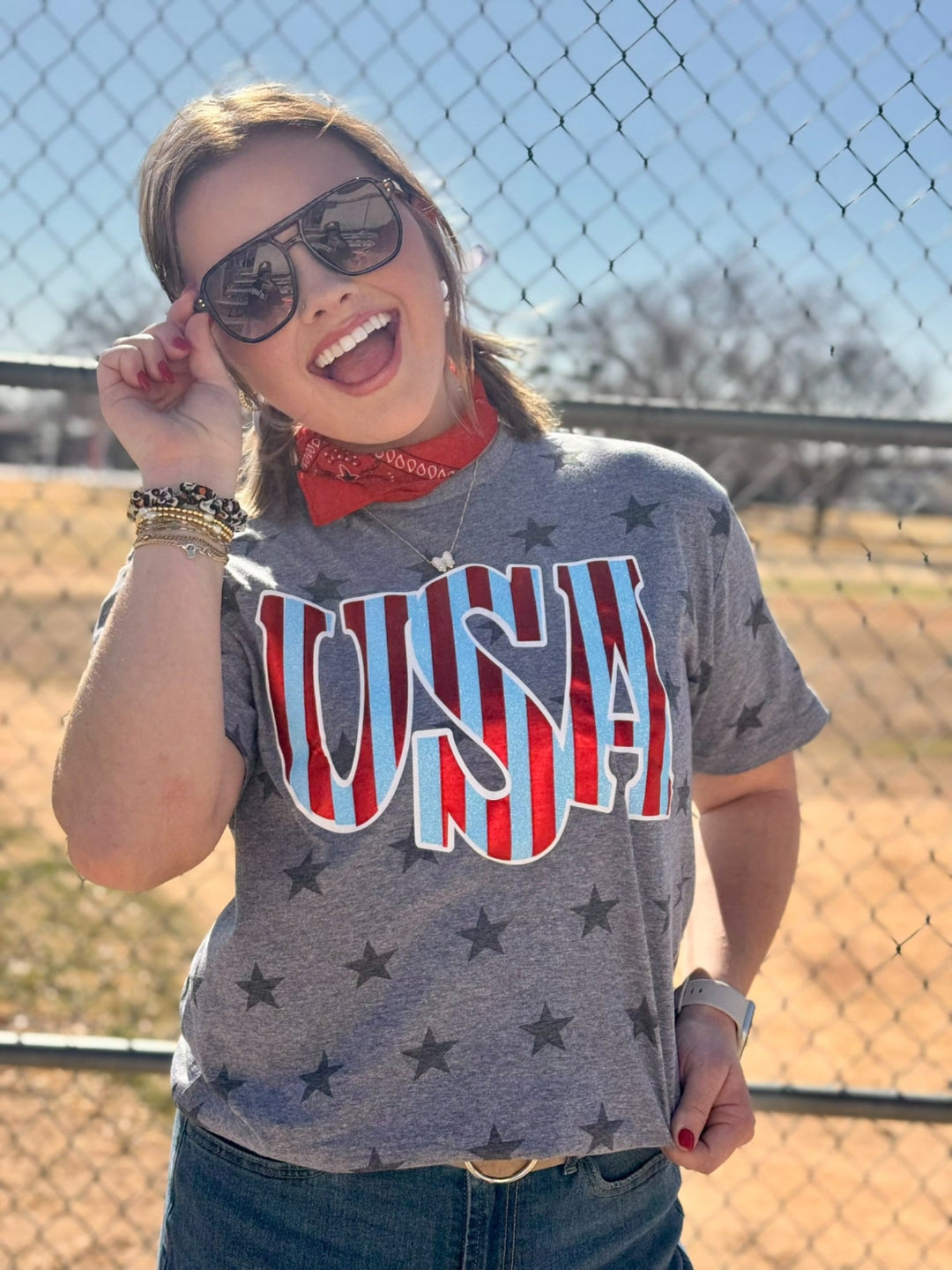 Striped USA Graphic Tee by Texas True Threads