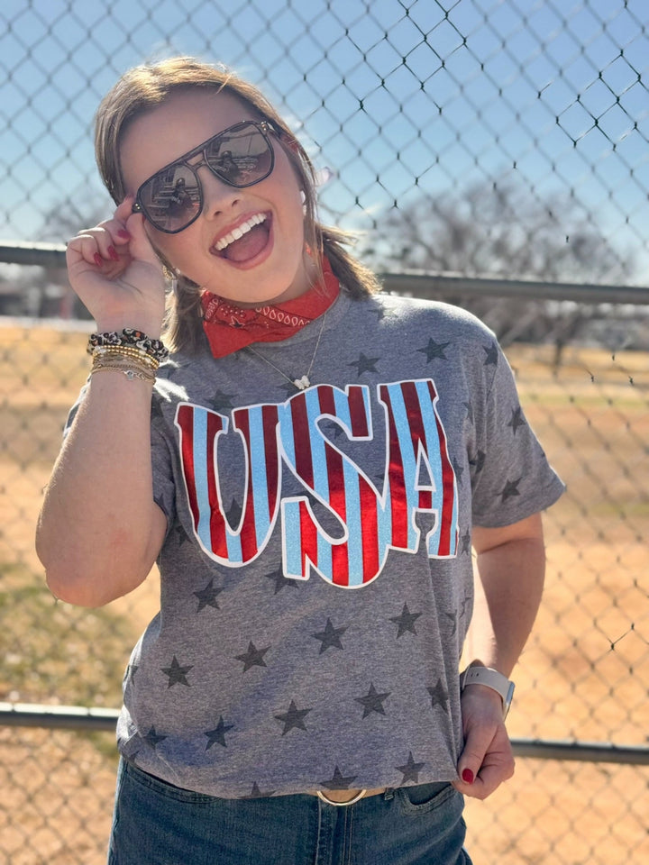 Striped USA Graphic Tee by Texas True Threads