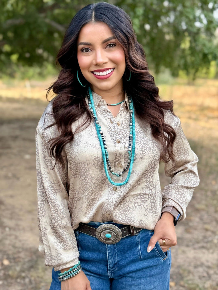 Rissi Tan Button Up Top