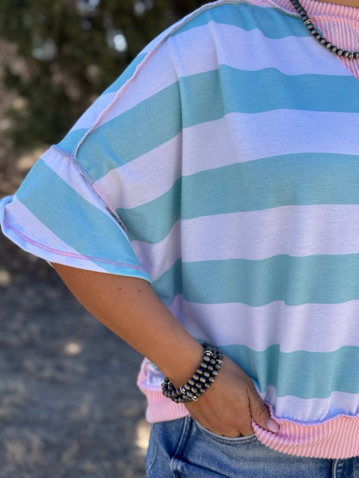 Rena Mint & Pink Top