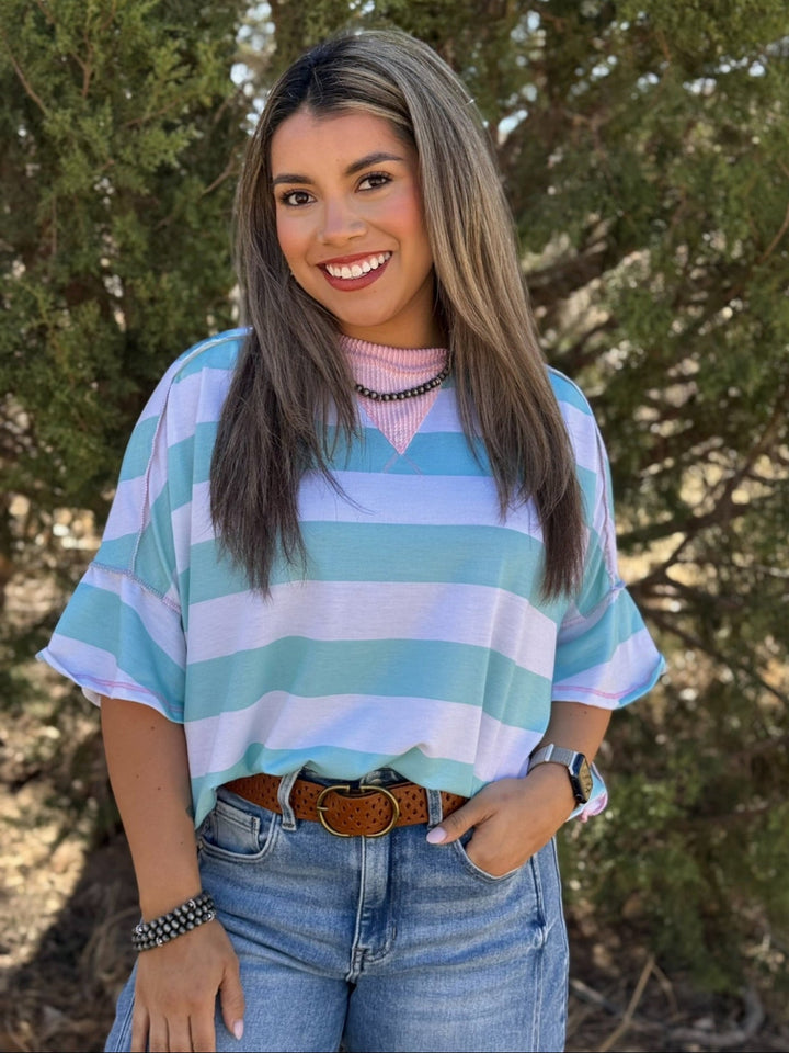 Rena Mint & Pink Top