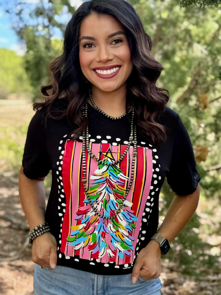 Painted Christmas Tree Short Sleeve Graphic Tee by Texas True Threads