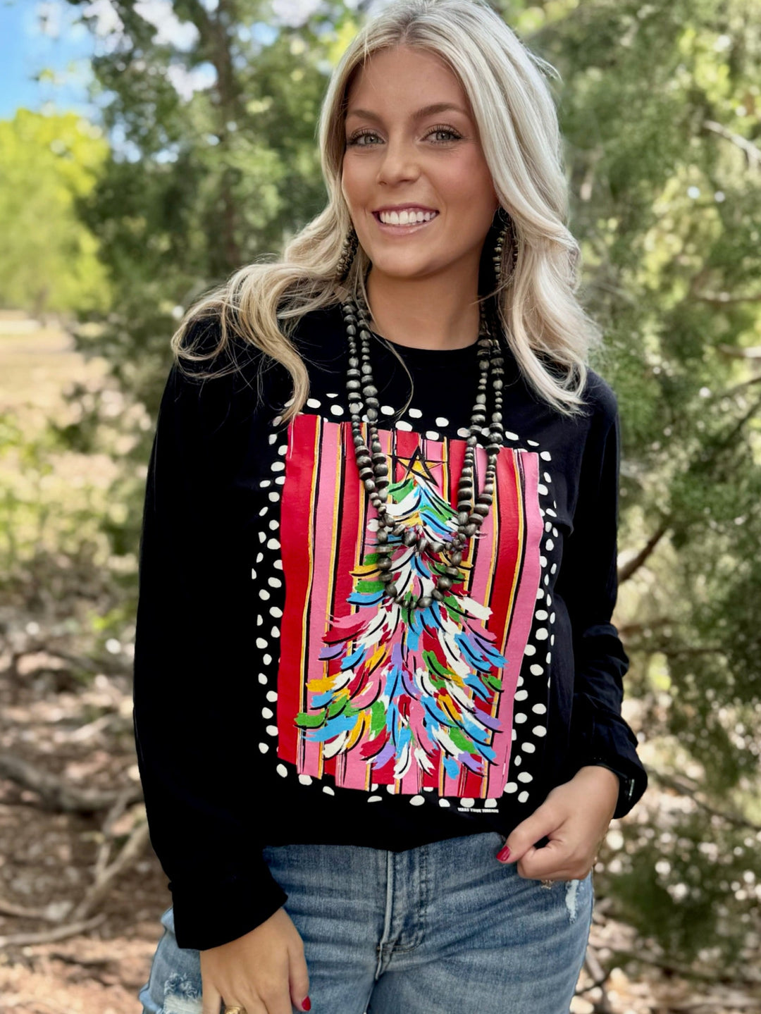 Painted Christmas Tree Long Sleeve Graphic Tee by Texas True Threads