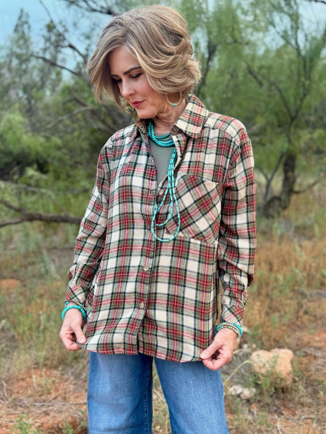 Tan Tartan Plaid Flannel