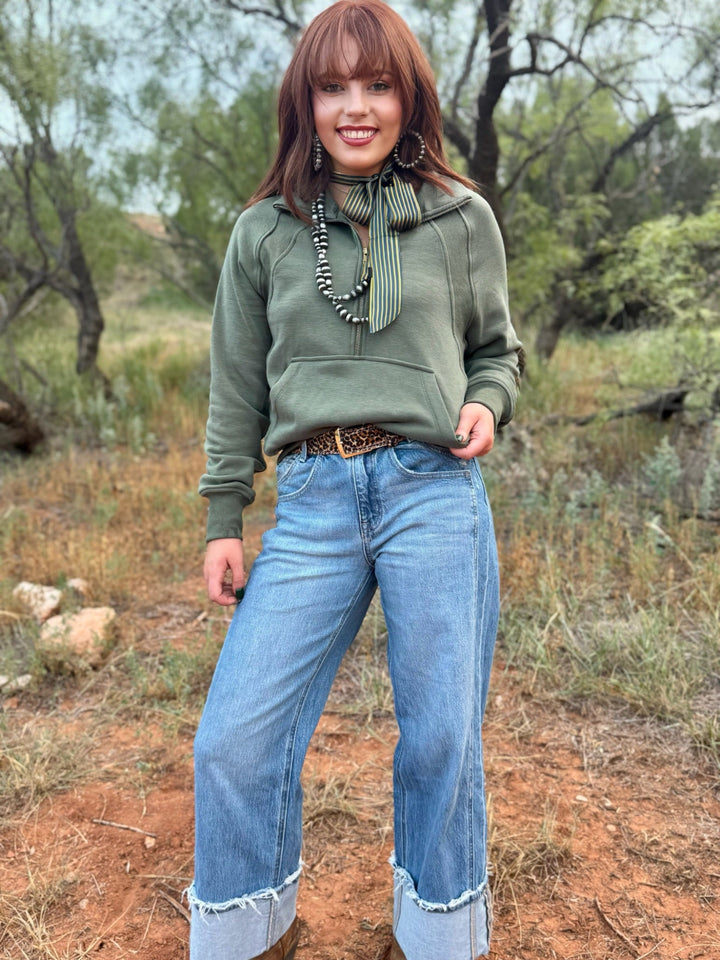 Charlann Green 1/4 Zip Pullover