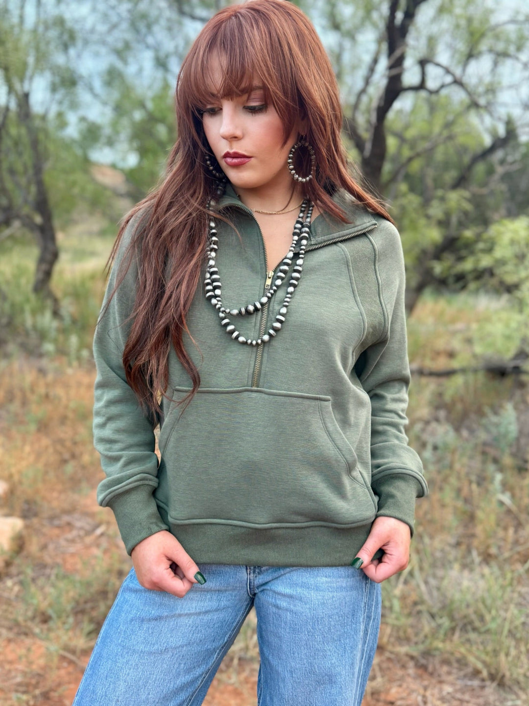 Charlann Green 1/4 Zip Pullover