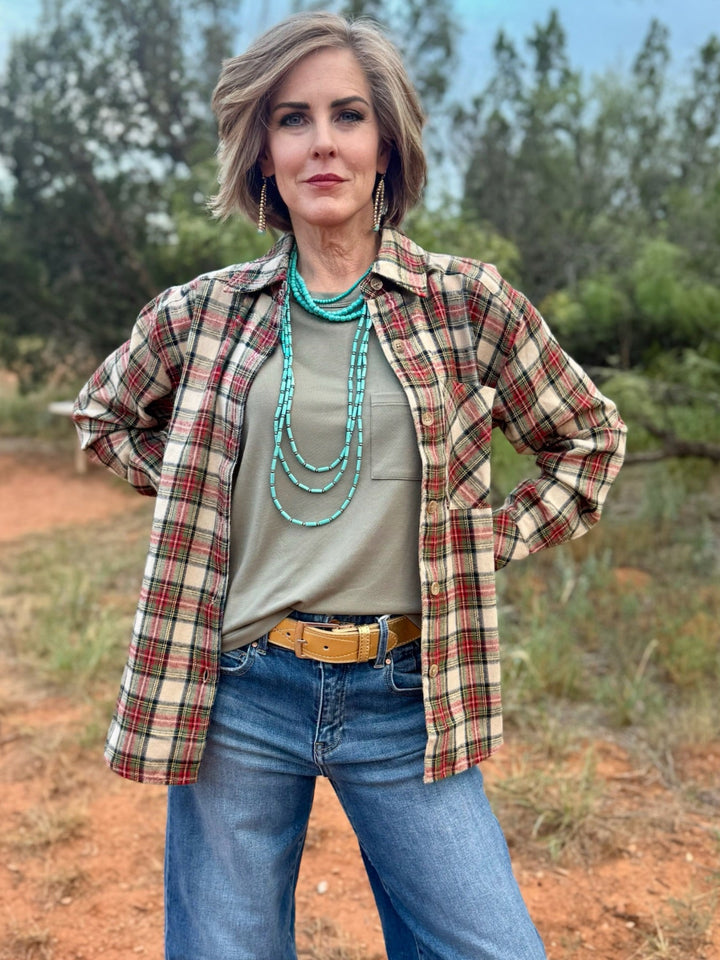 Tan Tartan Plaid Flannel