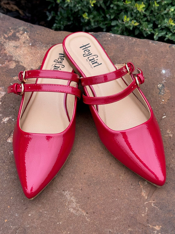 Take a Number Red Patent Mule by Corkys