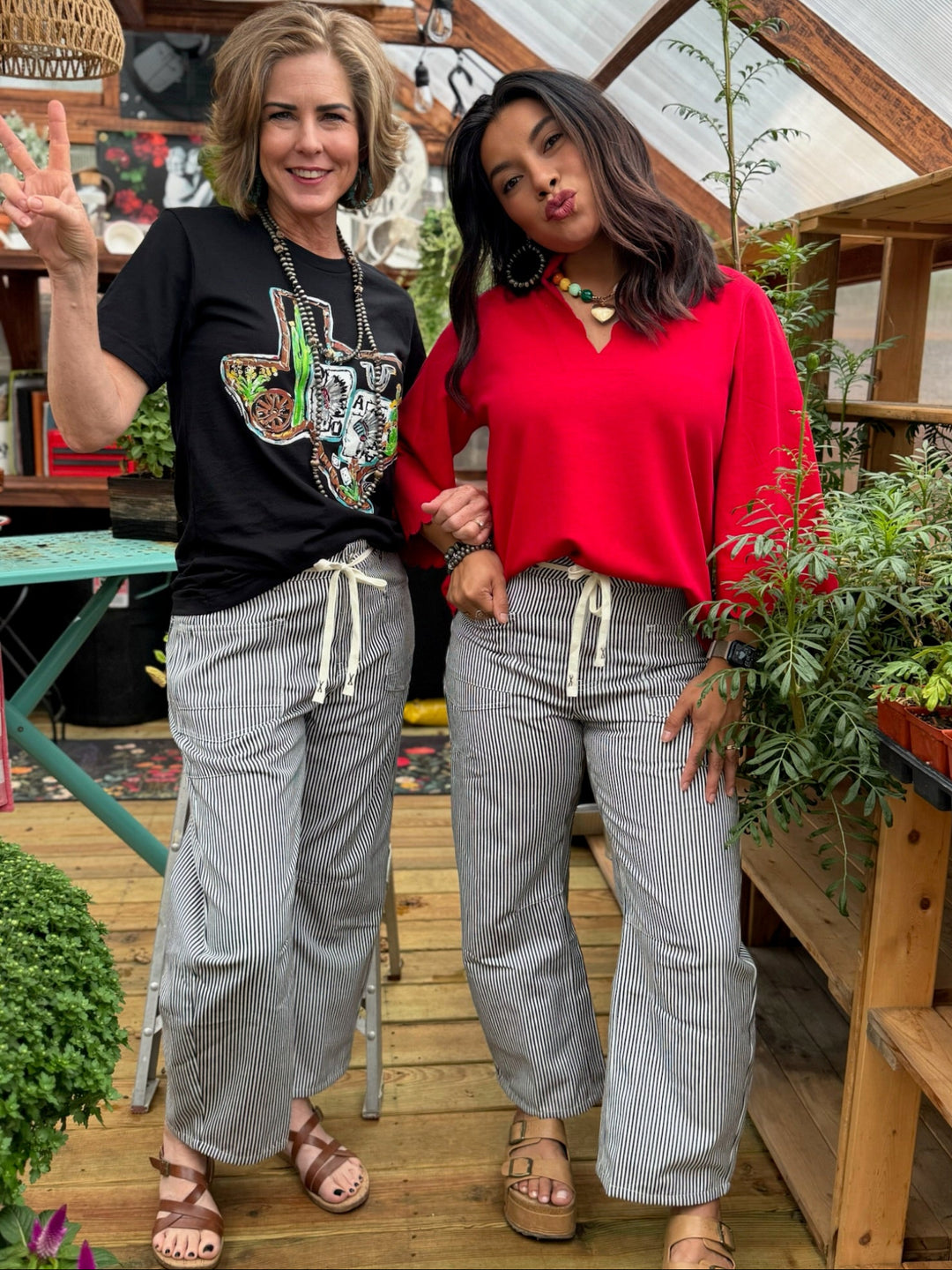 Black & White Stripe Barrel Pants