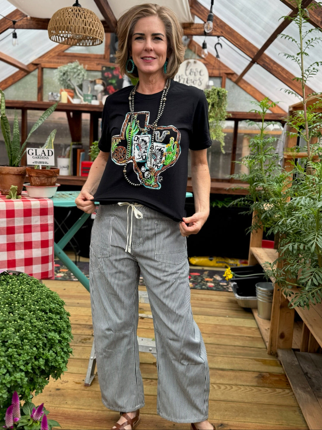 Black & White Stripe Barrel Pants