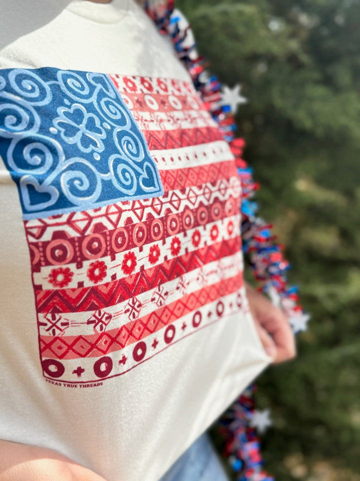 Barb's Paisley Flag Graphic Tee by Texas True Threads