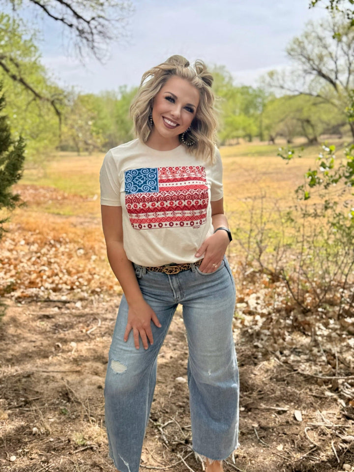 Barb's Paisley Flag Graphic Tee by Texas True Threads