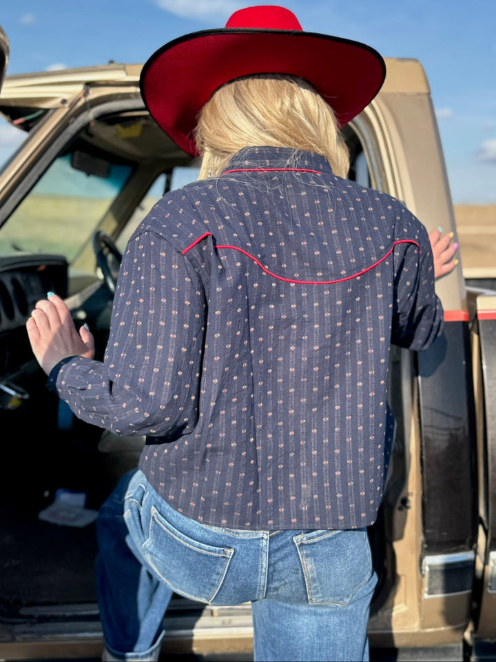 Rodeo Embroidered Button Down Top