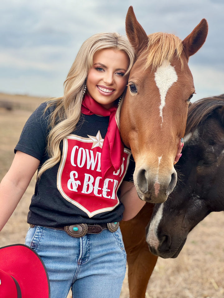 Cowboys & Beer Charblack Graphic Tee by Texas True Threads