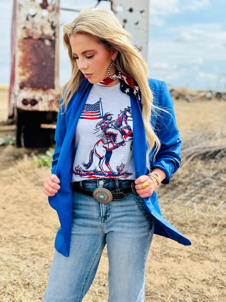 USA Patriotic Cowboy Graphic Tee by Texas True Threads