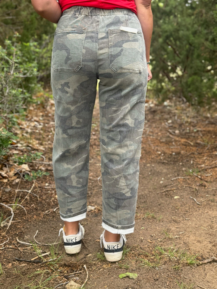 Kayla Drawstring Camo Jean by Risen