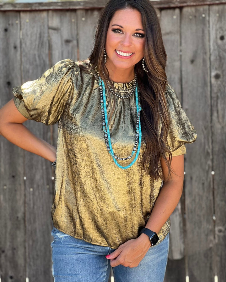 Amber Gold Metallic Blouse