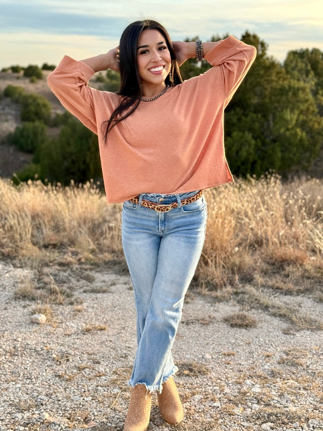 Cyndie Rust V-Neck Sweater