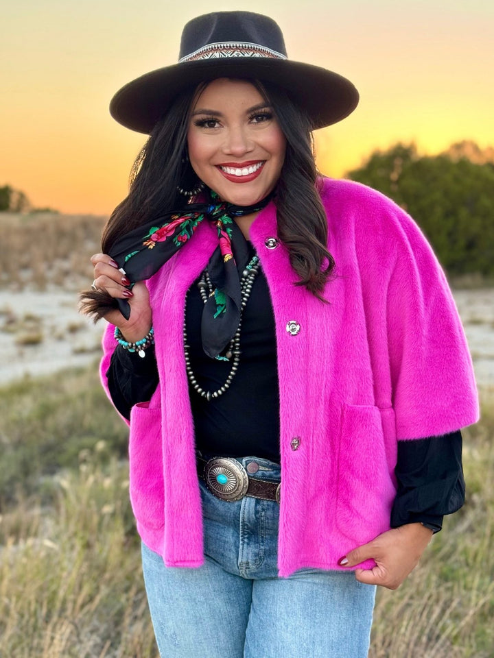 Bonnie Fuchsia Capelet Jacket by Ivy Jane