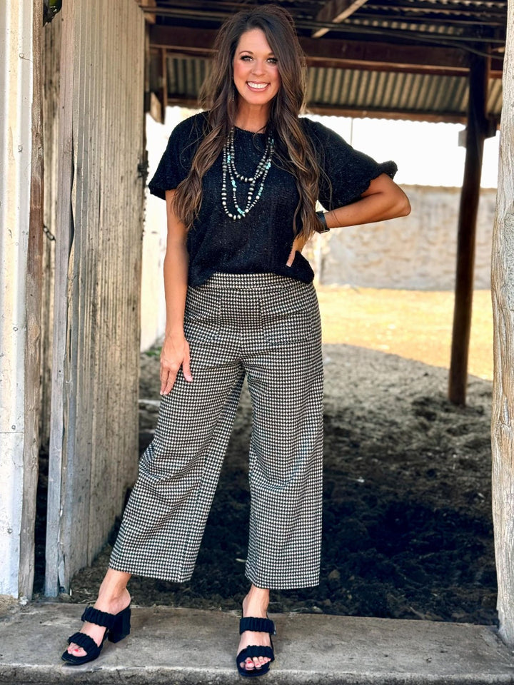 Jordon Houndstooth Wide Leg Pants