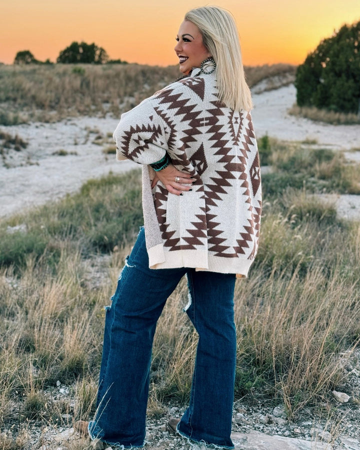 Sahara Cream & Brown Aztec Cardigan